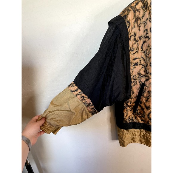 Active Stuff | VINTAGE 90s Gold and Black Windbreaker Jacket Size Medium - Picture 5 of 7
